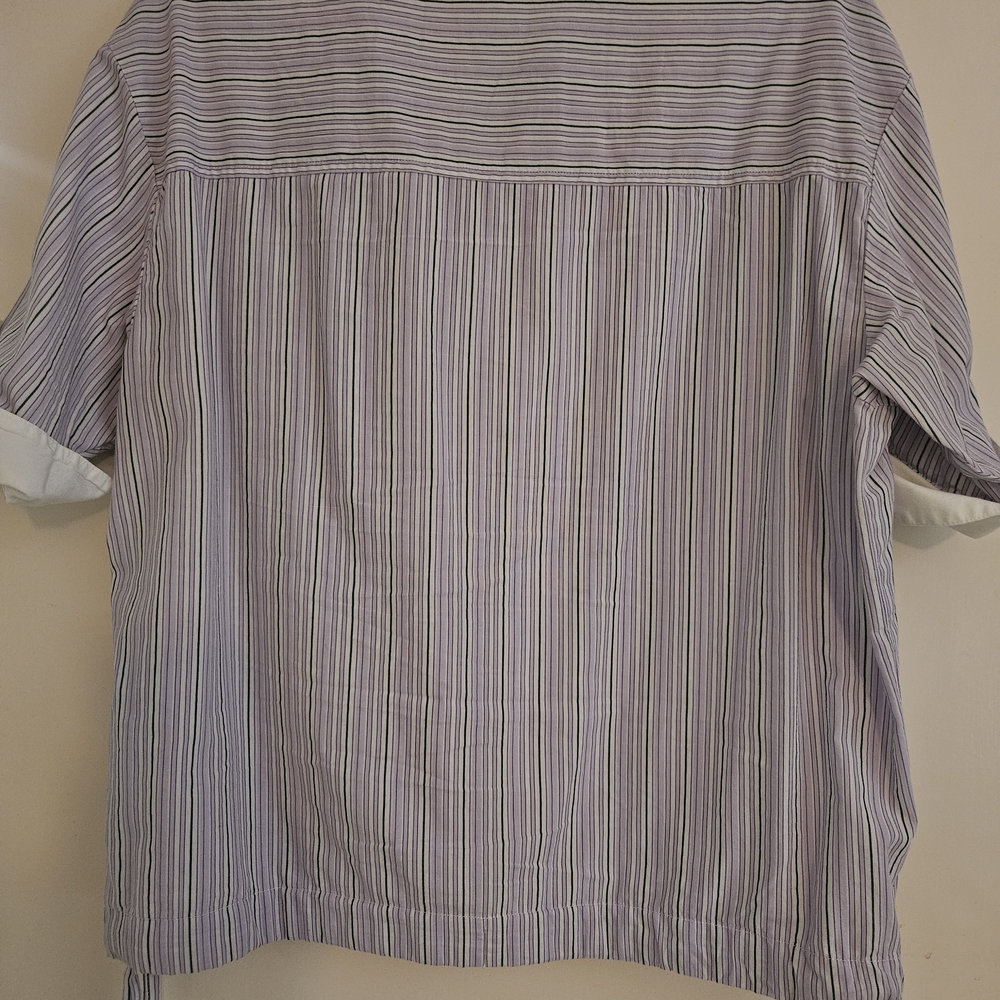 Anne Klein Purple and White Striped Blouse - Picture 5 of 6